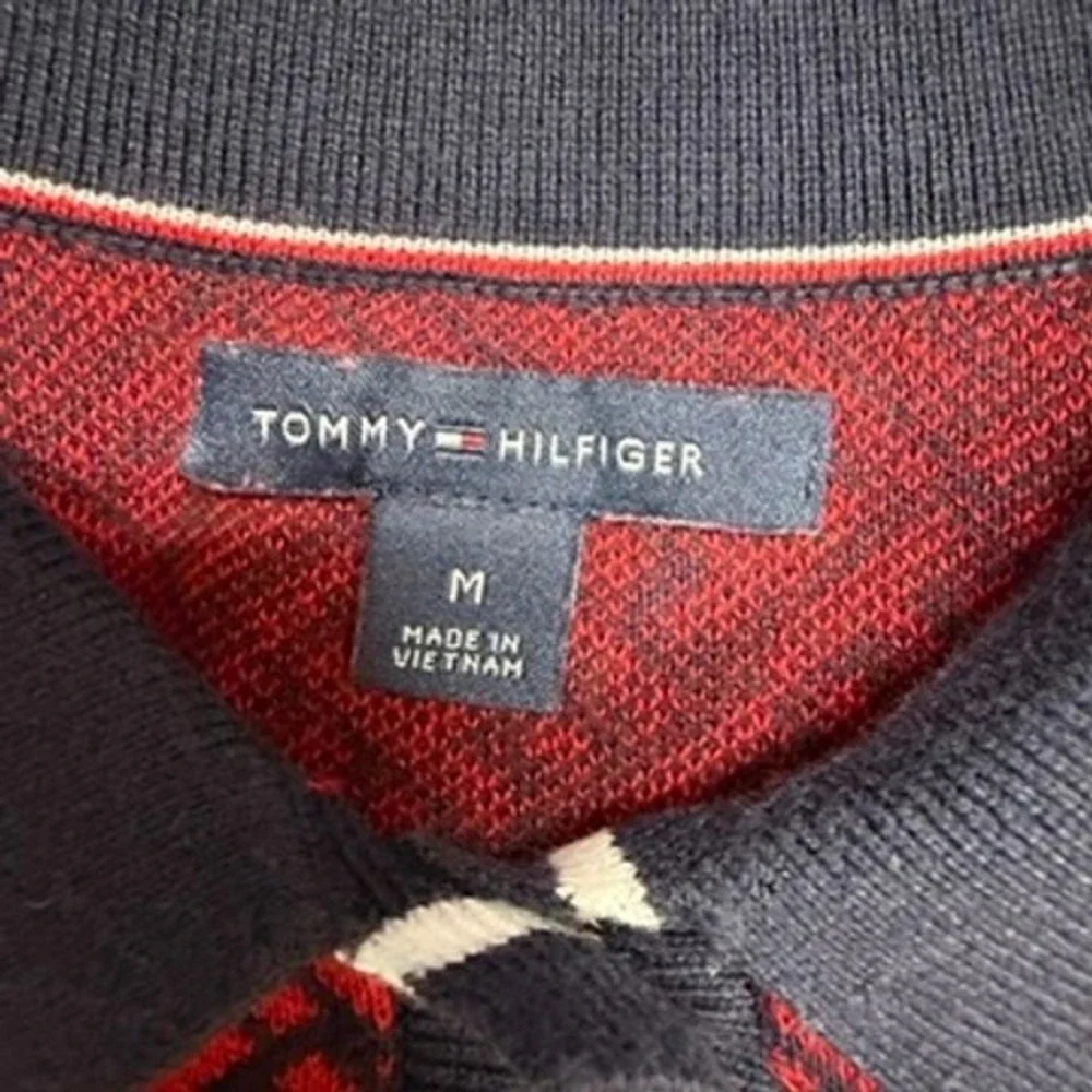 Tommy Hilfiger Knit Polo Top and Skirt Set Red Navy Geometric Preppy‎ Medium